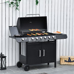 6+1 Gas Bbq Grill, Trolley, Wheels | Black