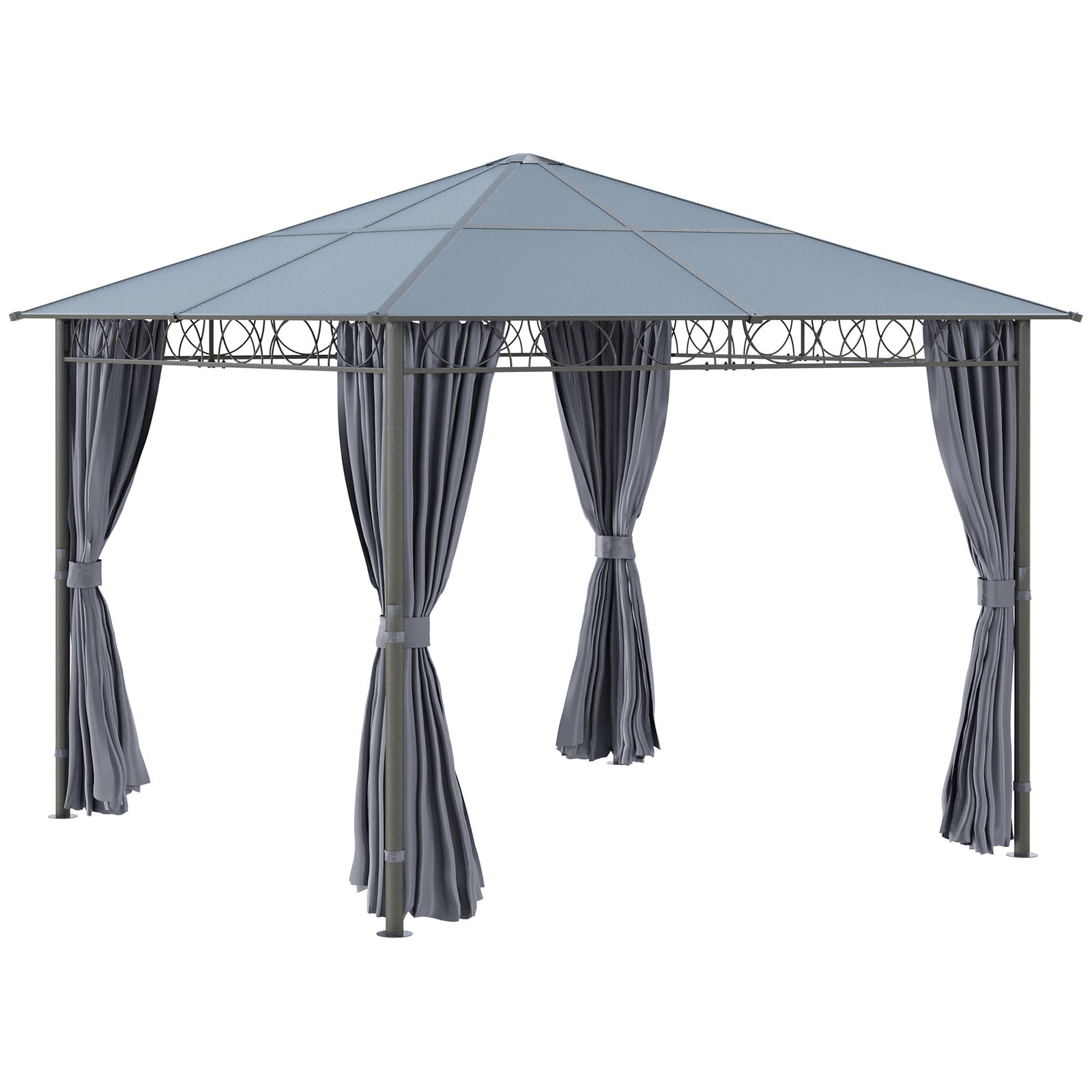 Hardtop Gazebo For Garden Party W/ Polycarbonate Curtains | Small