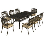 9 Pieces Cast Aluminium Garden Dining Set W/ Parasol Hole