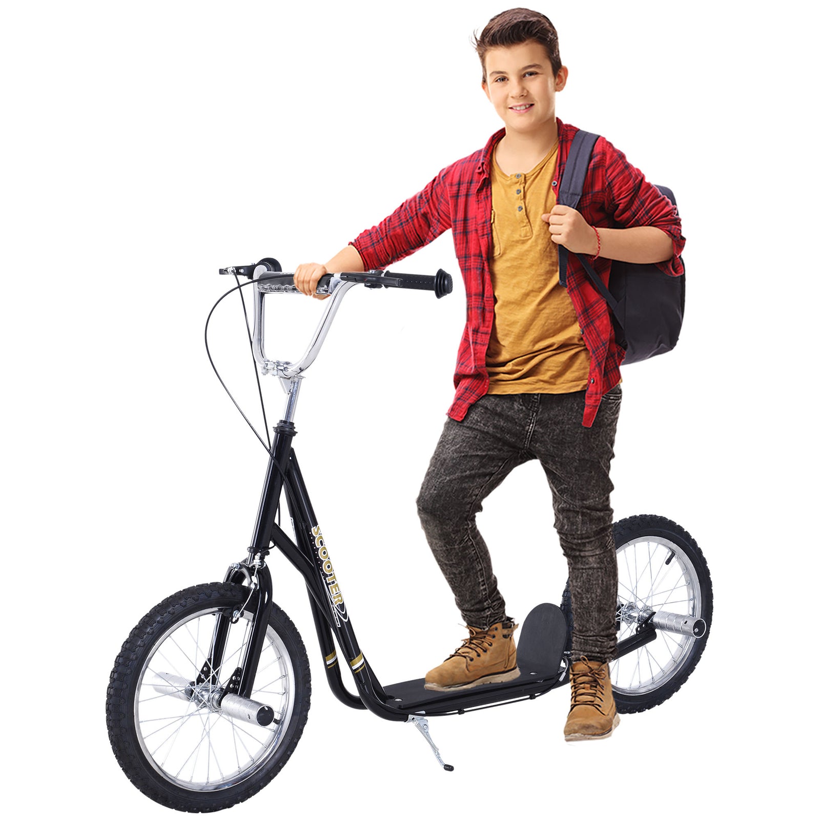 Teen Scooter Children Stunt Scooter W/ 16" Tyres Adjustable Height | Black