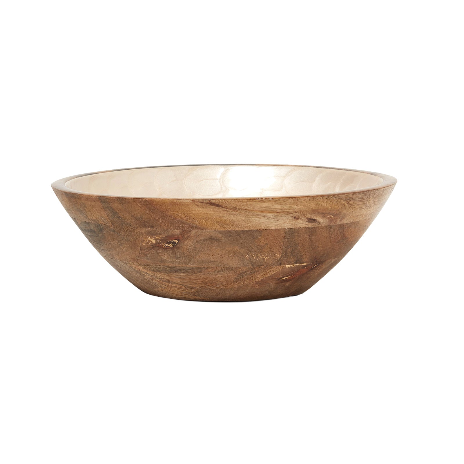 HOMESCAPES Capiz Style Mango Wood Enamel Bowl 25cm