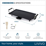 Livivo Teppanyaki Tabletop Electric Grill 2000w With Non Stick Plate And Tray