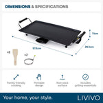 Livivo Teppanyaki Tabletop Electric Grill 2000w With Non Stick Plate And Tray