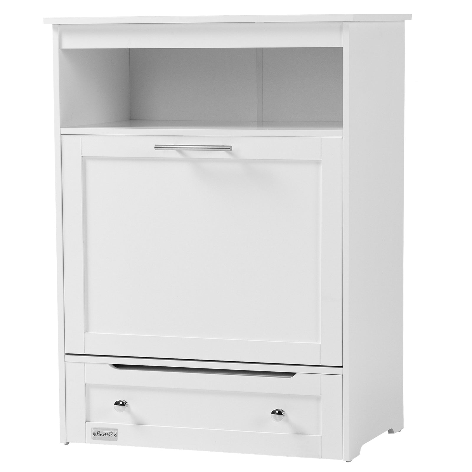 Pet Feeder Station, Dog Cat Food Storage Feeding Station, Food Cabinet | White