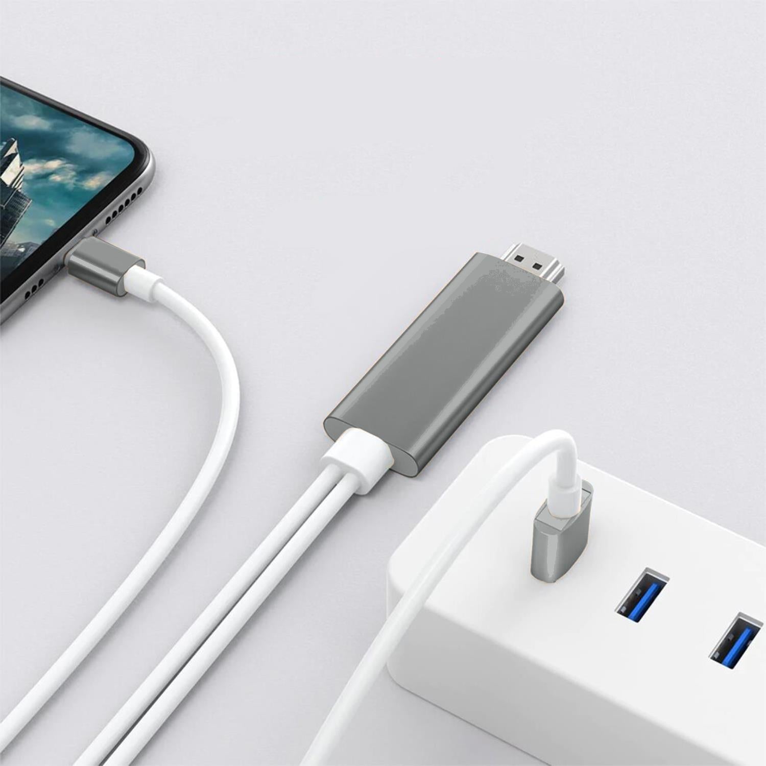 Full Hd Support Hdmi Connector Cable For Phone/pad | Gray
