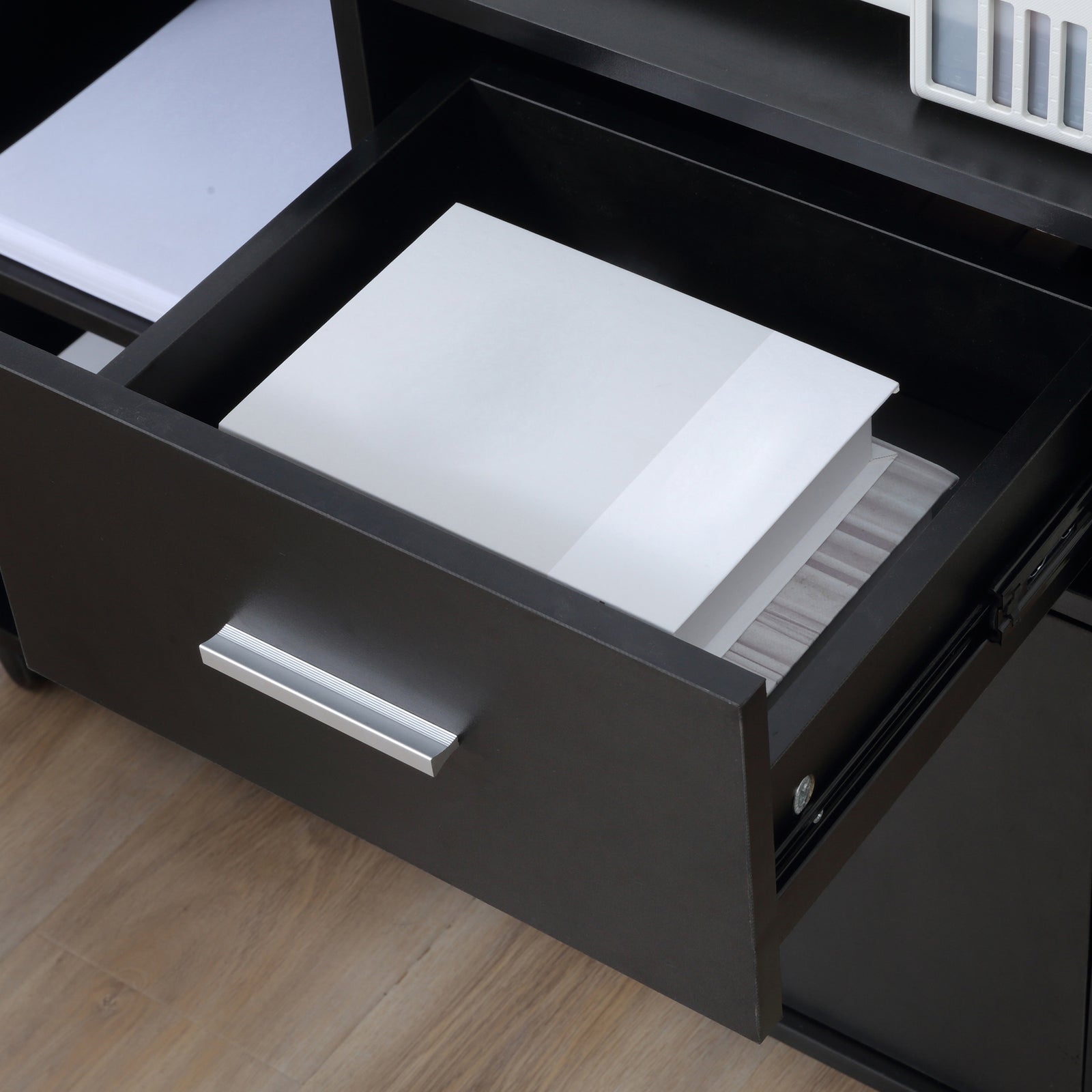Filing Cabinet Mobile Printer Stand Drawer For A4 Size Files | One Size | Black
