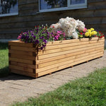 Pine Wooden Trough Planter With Feet | 200cm x 42cm x 38cm | Brown