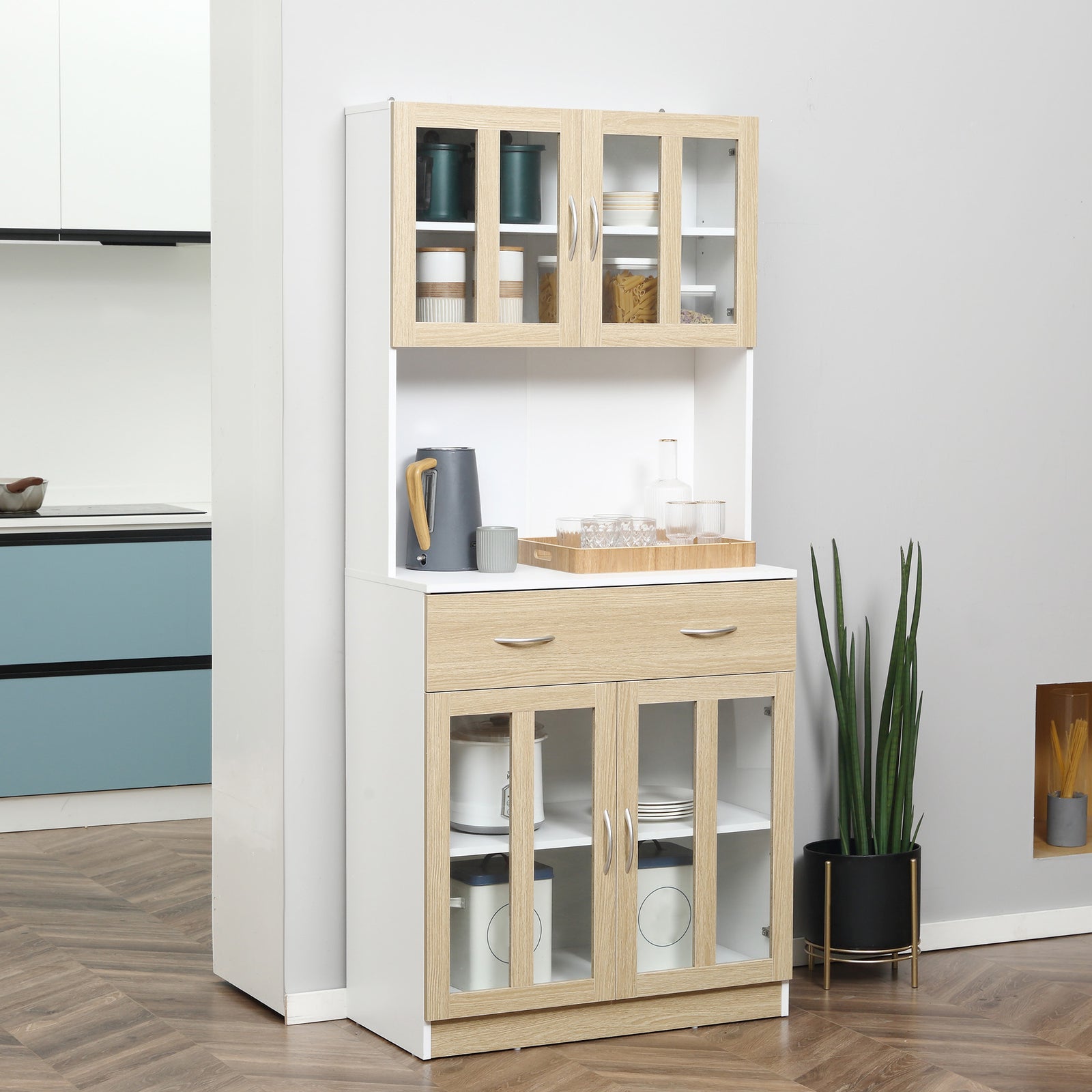 180cm Freestanding Cabinet With Glass Door