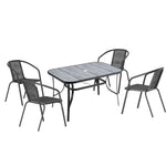 5 Pcs Garden Dining Set Garden Coffee Table With Pe Rattan Chairs