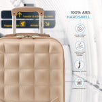 45x36x20cm Lightweight Underseat Cabin Carry On Suitcase - 100+ Airline Approved - Hard Shell Luggage - 4 Wheels - Bubble Design | Cabin | Champagne