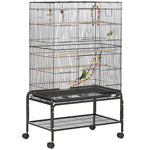 Bird Cage, With Stand, Wheels, Toys, For Budgies, Finches, Parakeets | Black