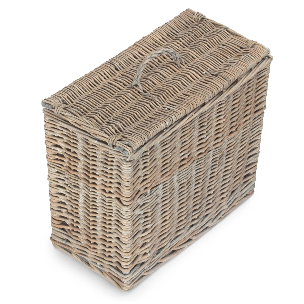 Grey Wash Rectangular Toilet Tidy Lidded Basket | One Size | Gray
