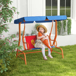 2 Seater Kids Swing Chair, Cowboy Themed With Adjustable Canopy