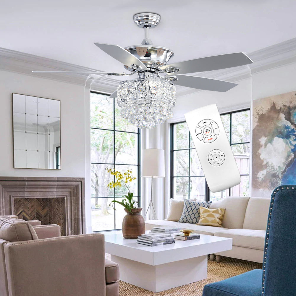52 Inch Modern Ceiling Fan With 5 Blades With 3-color Dimming Remote Control