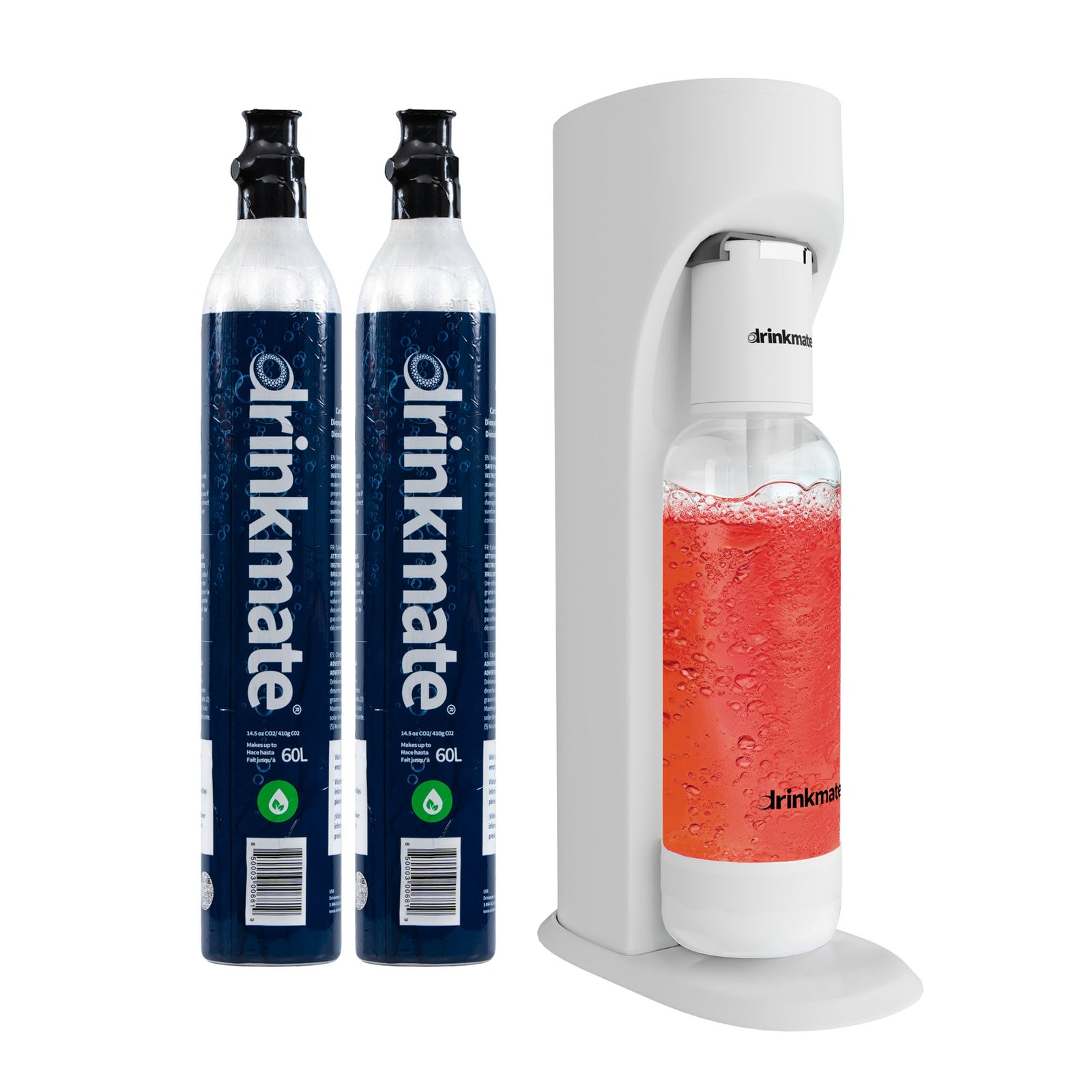 Omnifizz Soda Maker, Sparkling Water Maker With 60l Co2 Canister | Set-of-2 | White
