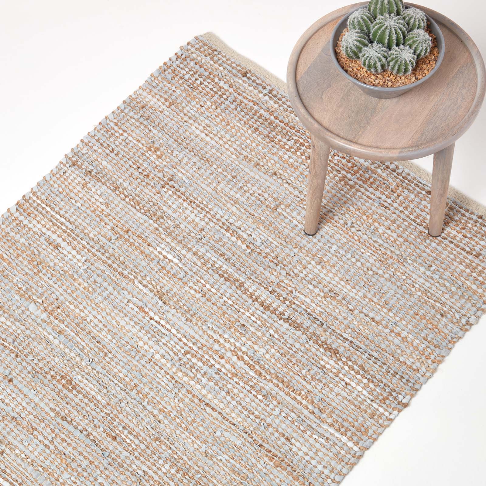 Madras Leather Hemp Rug | 150cm x 240cm | Natural