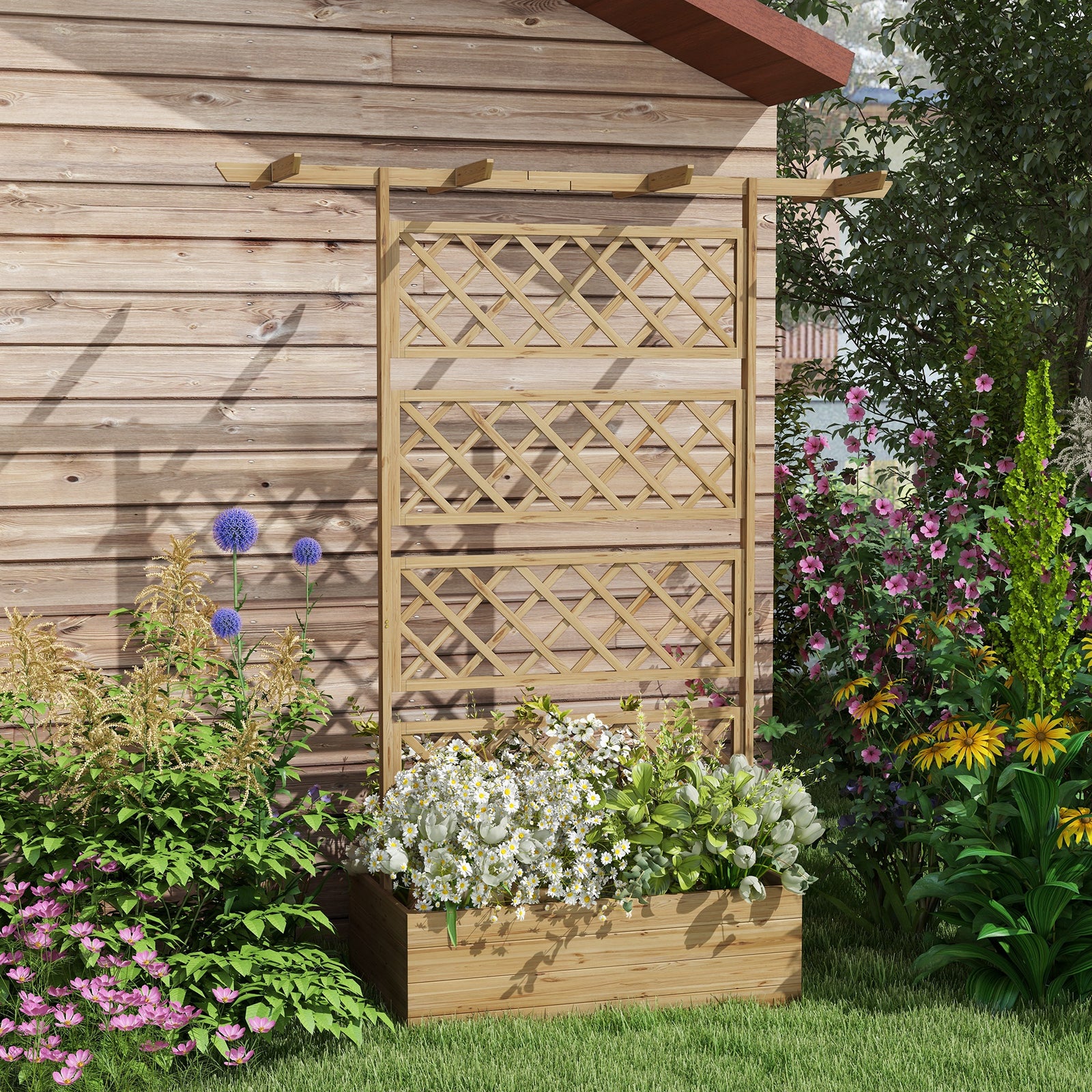 Wooden Trellis Planter For Climbing Plants