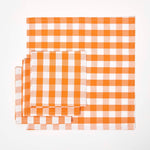 Block Check Cotton Gingham Napkins, Set Of 4 | 45cm x 45cm | Orange