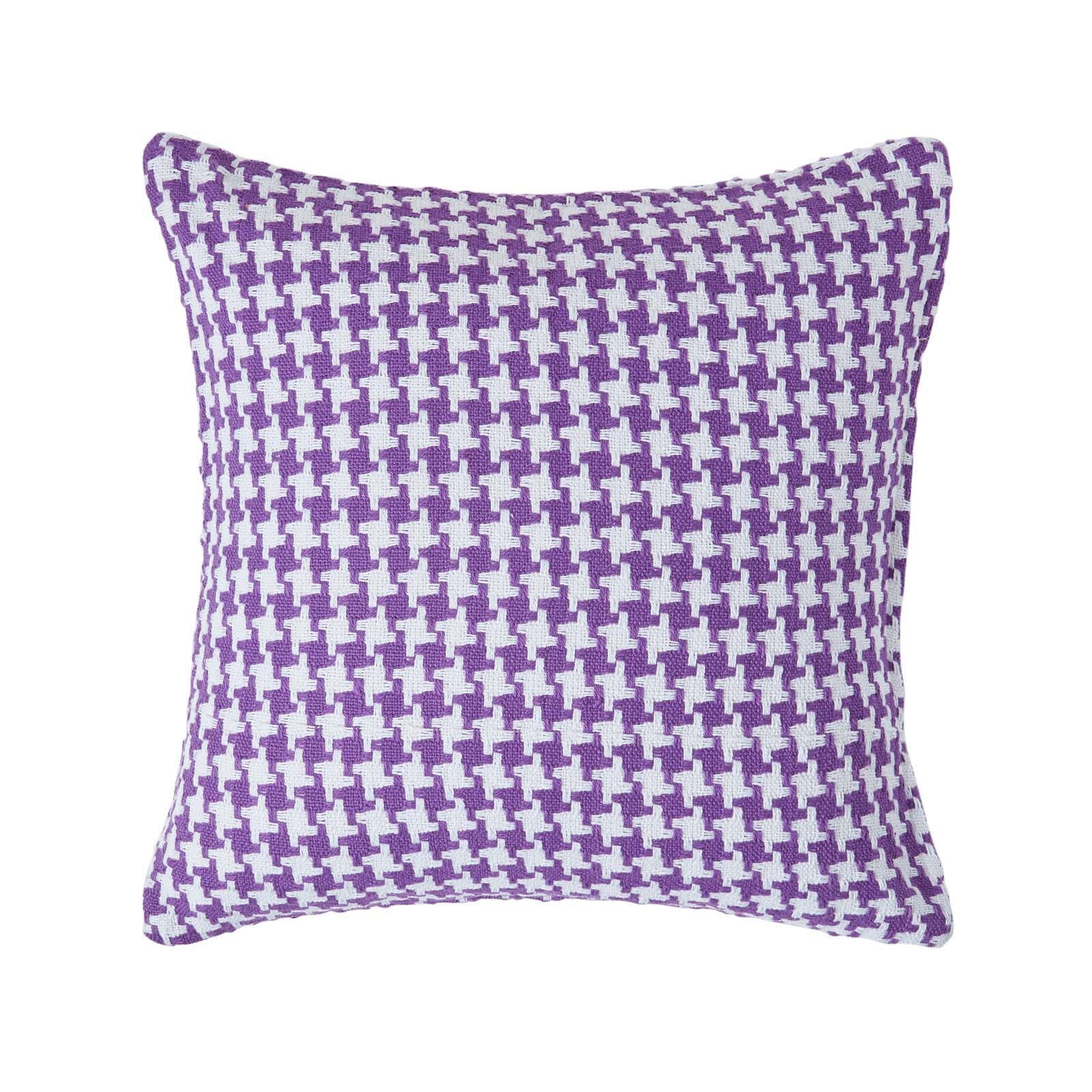Houndstooth Cotton Cushion Cover | 60cm x 60cm | Purple