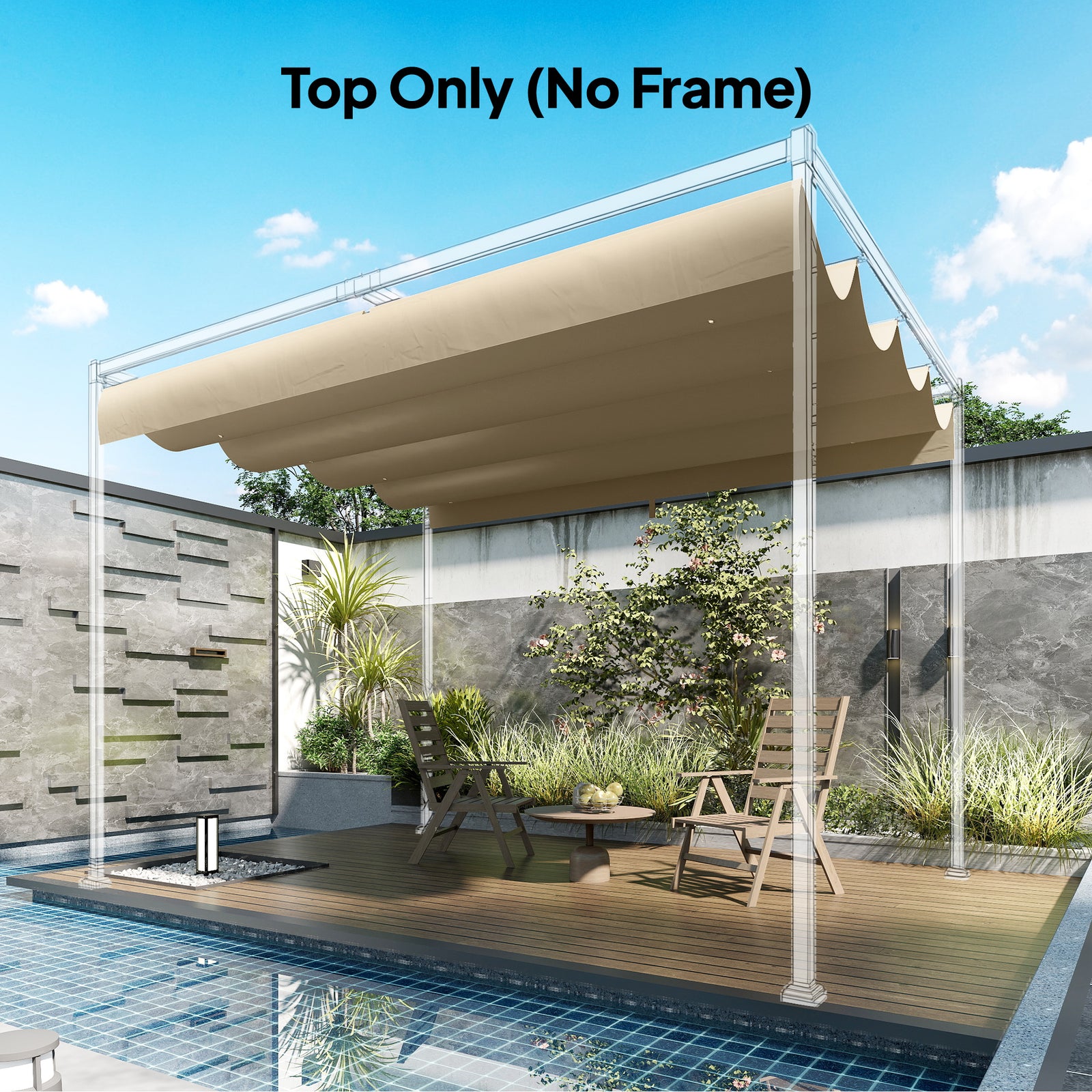 Retractable Pergola Canopy Only For 4 X 3 M Pergola | Khaki