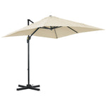 Square Cantilever Roma Parasol W/ 360° Crank & Base | Cream