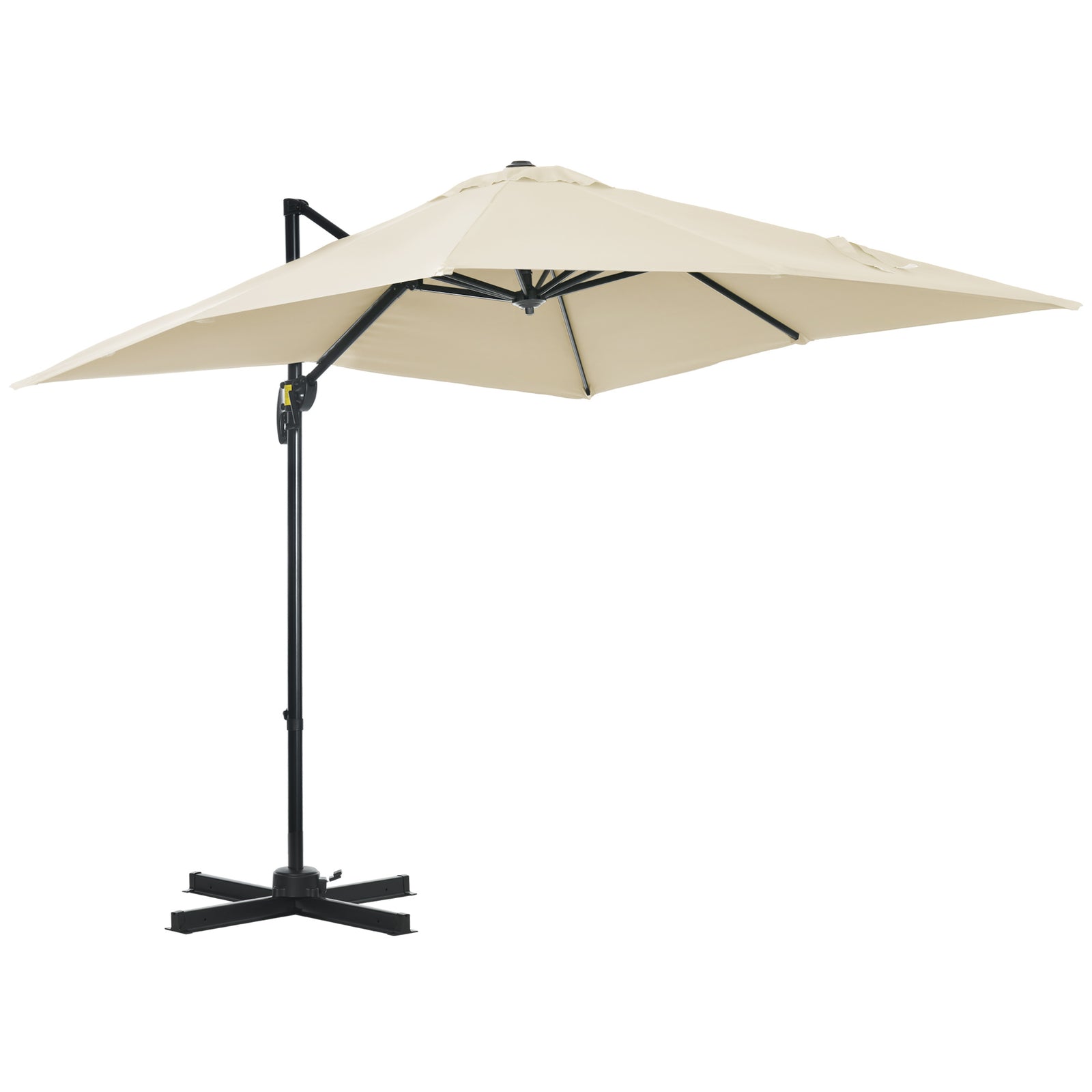 Square Cantilever Roma Parasol W/ 360° Crank & Base | Cream
