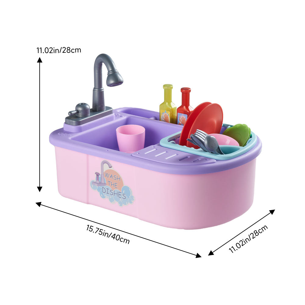 Electric Dishwasher Play Sink Toy Set With Running Water | Pink
