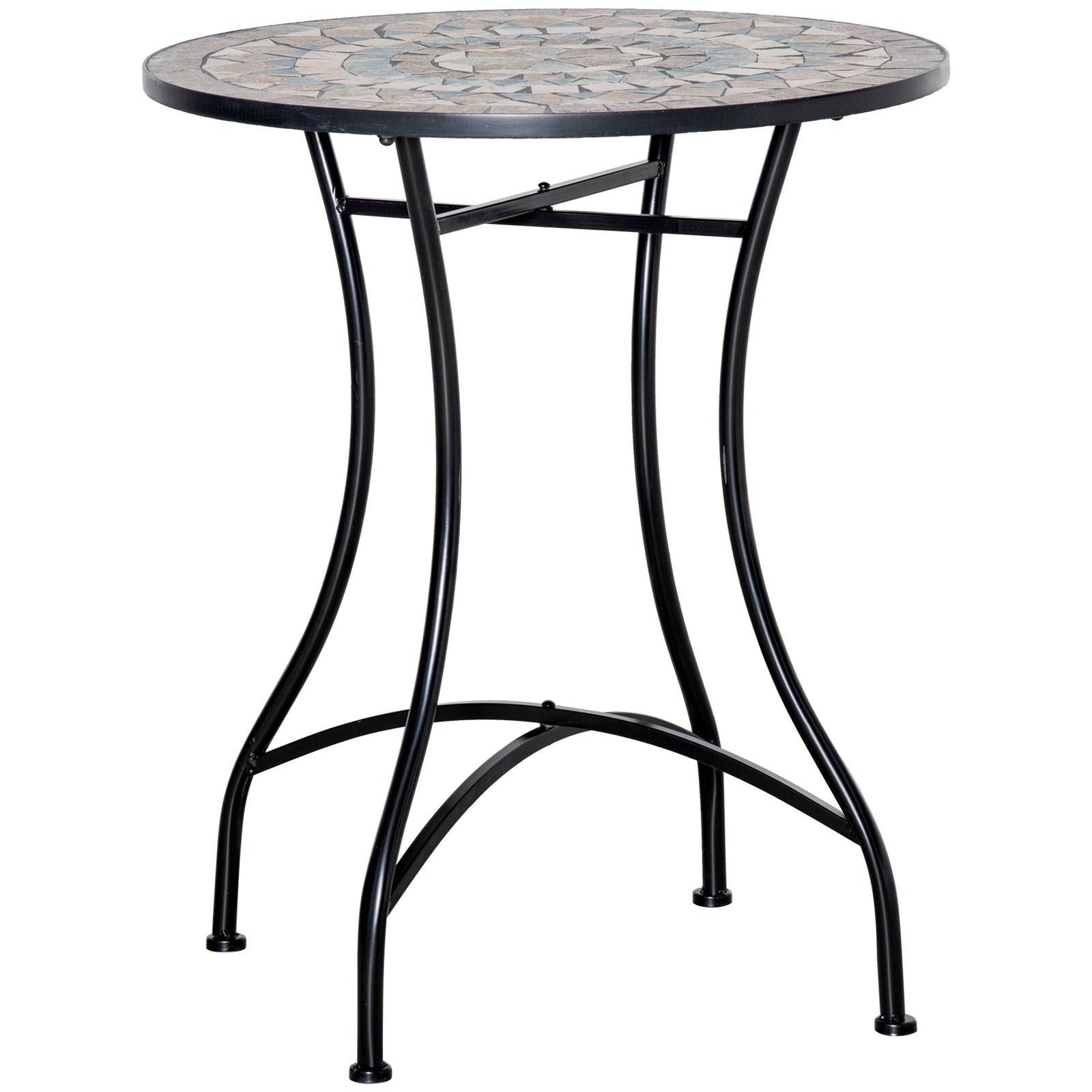 60cm Mosaic Round Bistro Table Outdoor Garden Side Table | Green