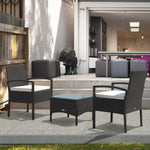 3pc Garden Rattan Bistro Set Dining Table 2 Seater Chair | Brown
