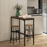 3 Piece Bar Set, Industrial Kitchen And Chair Set | Rustic Brown