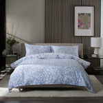 Mables Garden 100% Cotton Reversible Duvet Cover Set With Piped Edging | King | Sky Blue