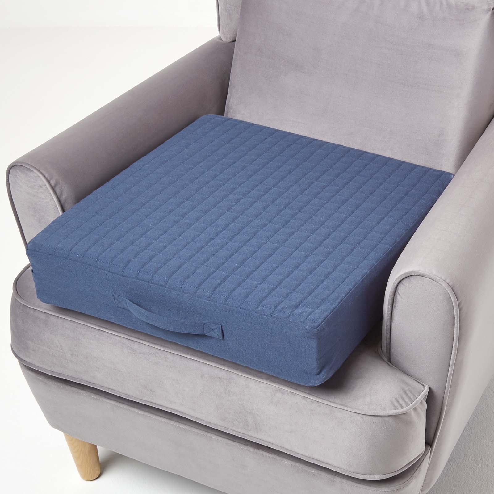 Cotton Orthopaedic Foam Armchair Booster Cushion | 50cm x 50cm | Navy Blue