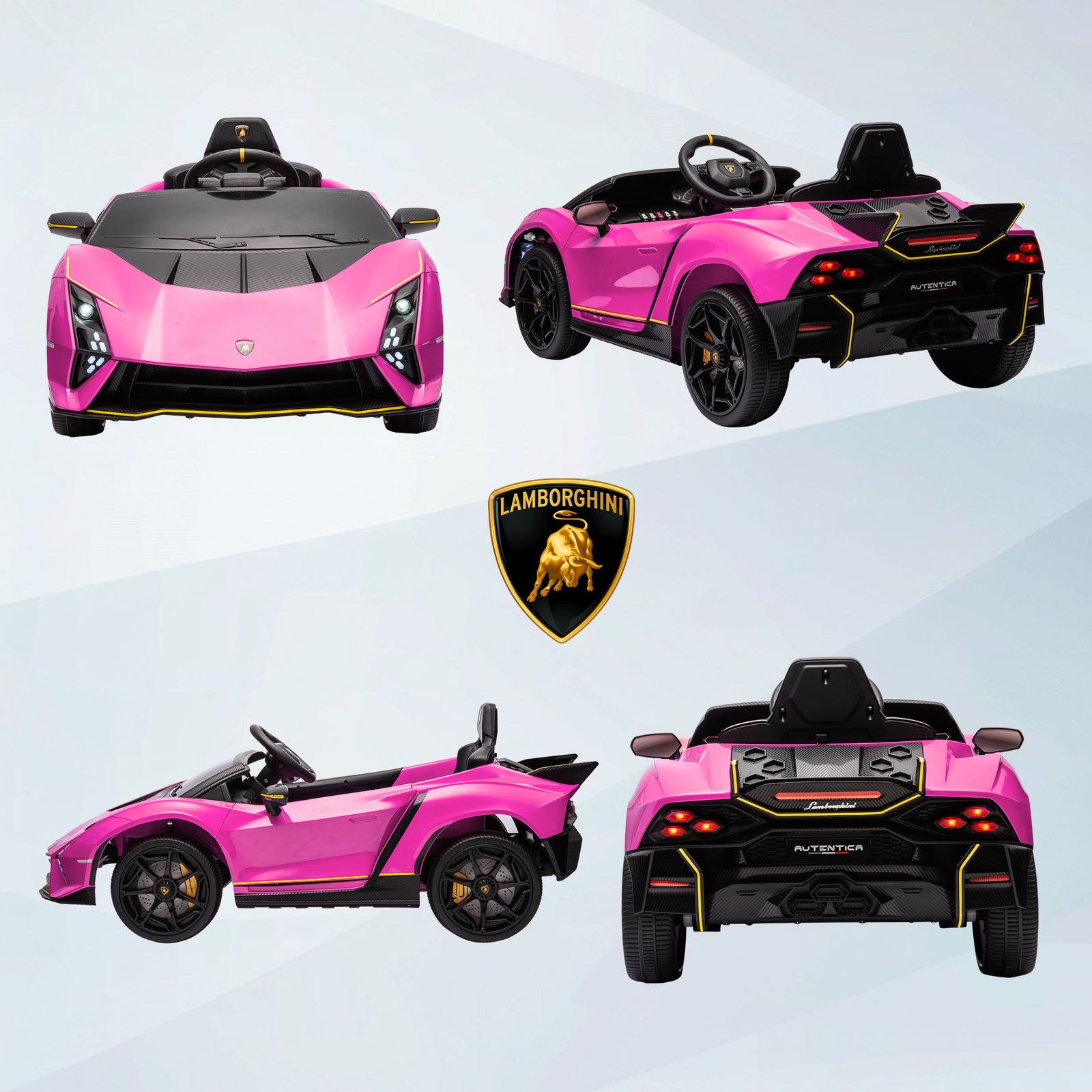 12v Lamborghini Autentica Licensed Kids Electric Car W/ Remote Control | Pink