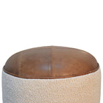 Solid Mango Wood Cream Boucle Buffalo Footstool