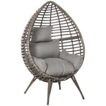 Rattan Wicker Teardrop Chair Lounger Soft Cushioned Patio | Gray