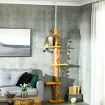242cm Adjustable Floor-to-ceiling Cat Tower W/ Anti-slip Kit | Orange