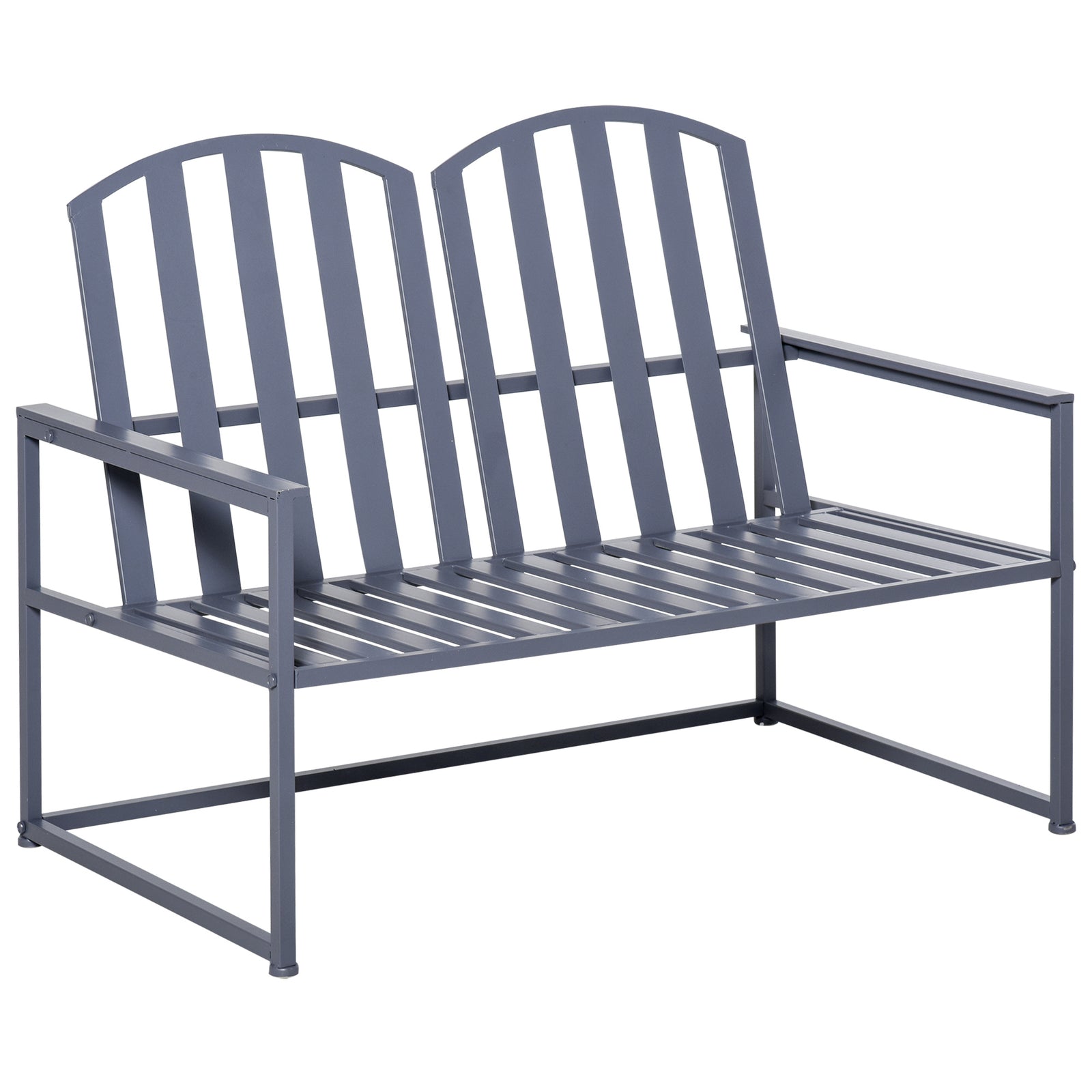 Steel Patio Garden Bench Loveseats Grey