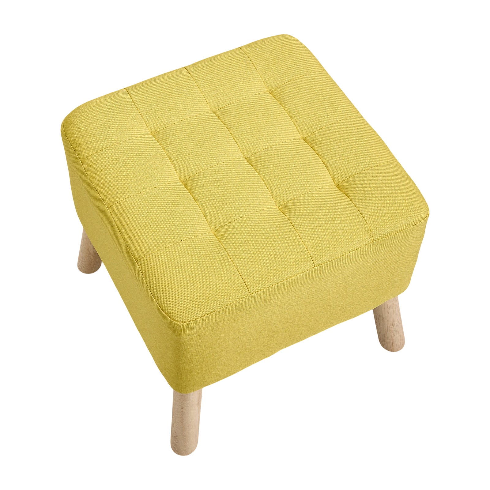 Linen Upholstered Footstool | Yellow