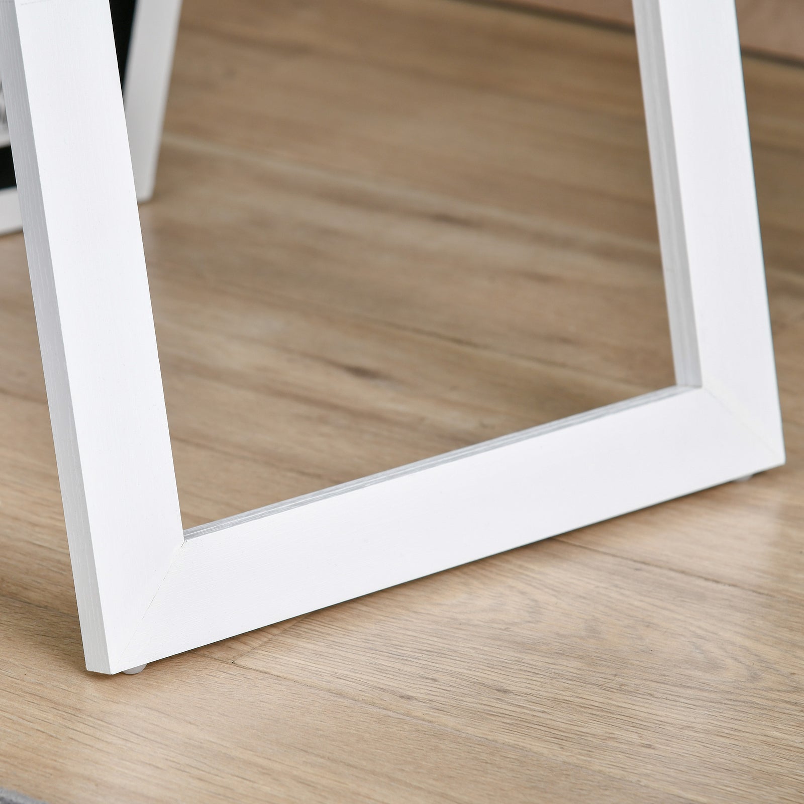 Full Length Mirror Floor Standing Wall-mounted Long Mirror | One Size | White