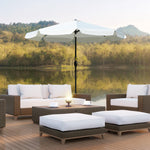 2.7m Patio Umbrella With Crank Garden Parasol | White