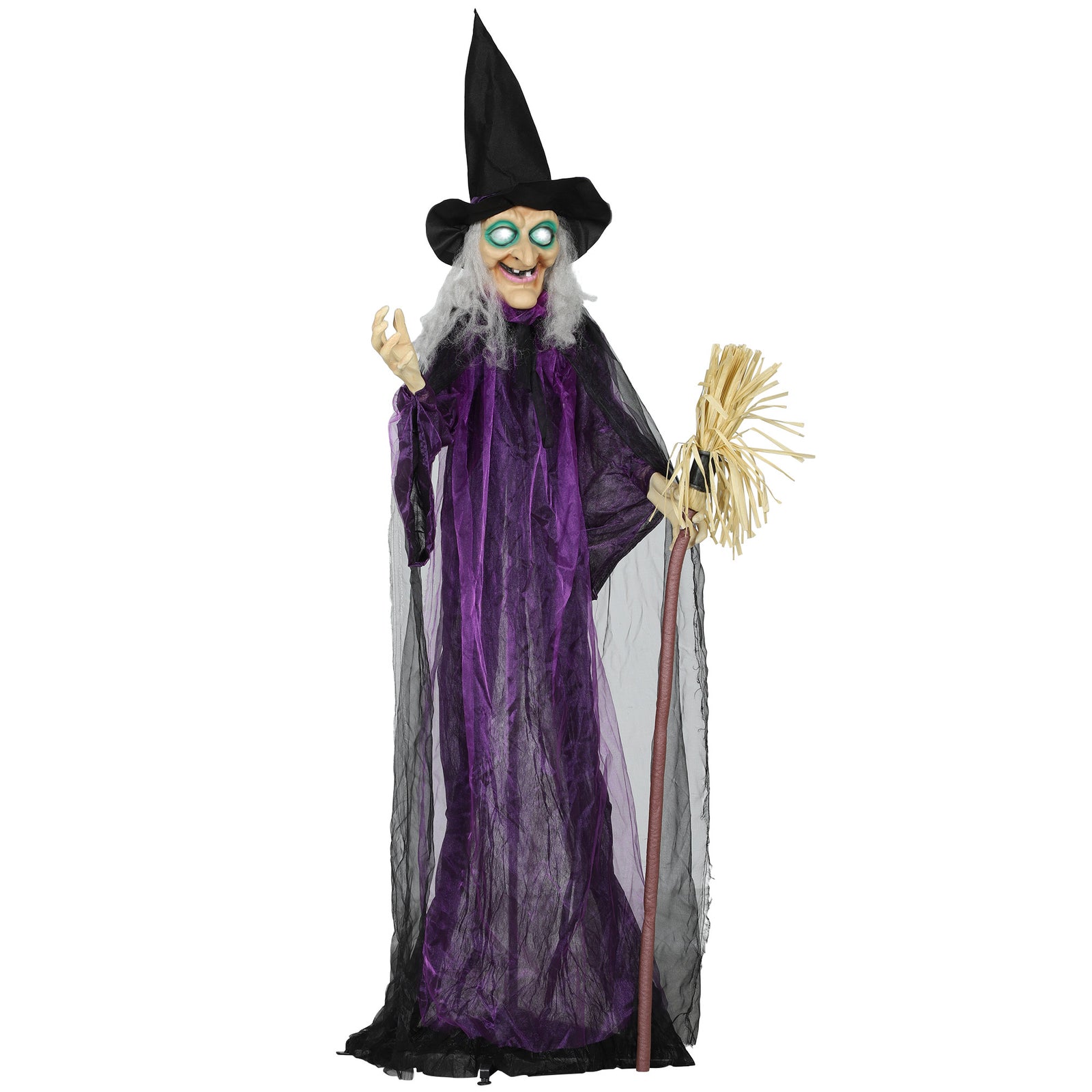 Voice Activated Halloween Animatronics Standing Witch | Purple