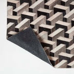 Geometric Leather Rug, 90 X 150 Cm | 150cm x 95cm | Black & Grey