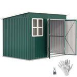 8.5 X 6ft Galvanised Steel Garden Shed With Foundation Kit | Green