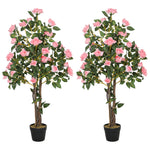 Set Of 2 Decorative Artificial Plants Rose Trees In Pot