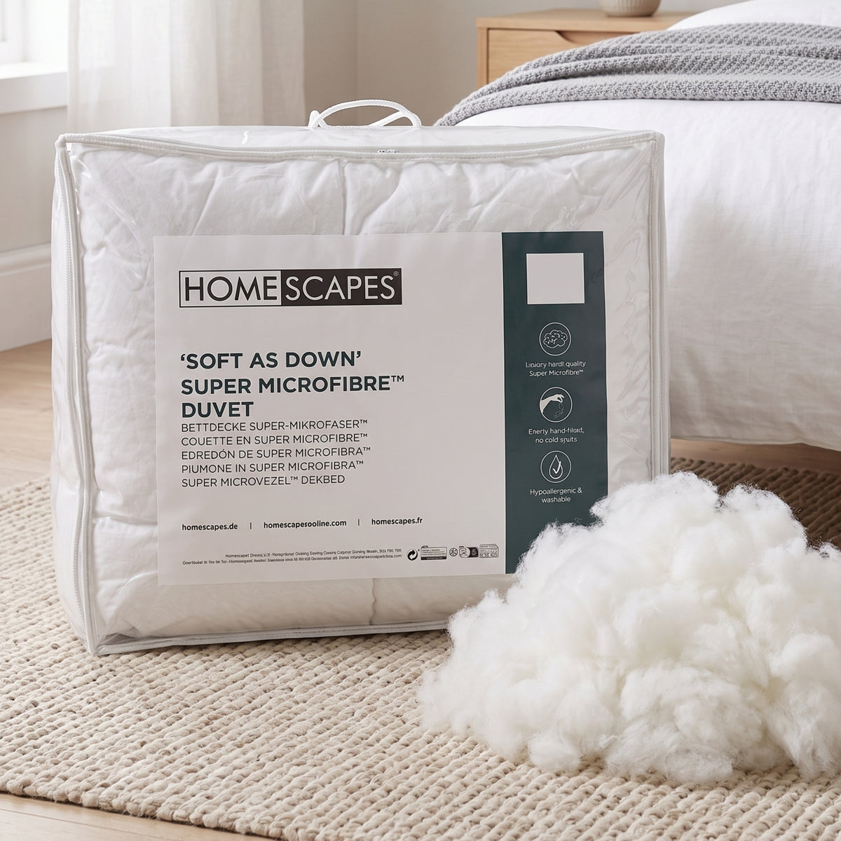 Luxury Hotel Quality Super Microfibre All Seasons Duvet | Single | White