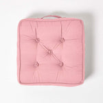 Rajput Ribbed Cotton Floor Cushion | 40cm x 40cm | Pink