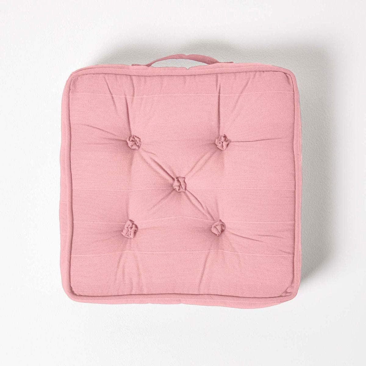 Rajput Ribbed Cotton Floor Cushion | 40cm x 40cm | Pink