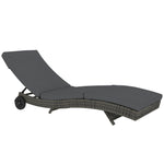 Outdoor Reclining Lounge Chair, Pe Wicker, Rolling Wheels