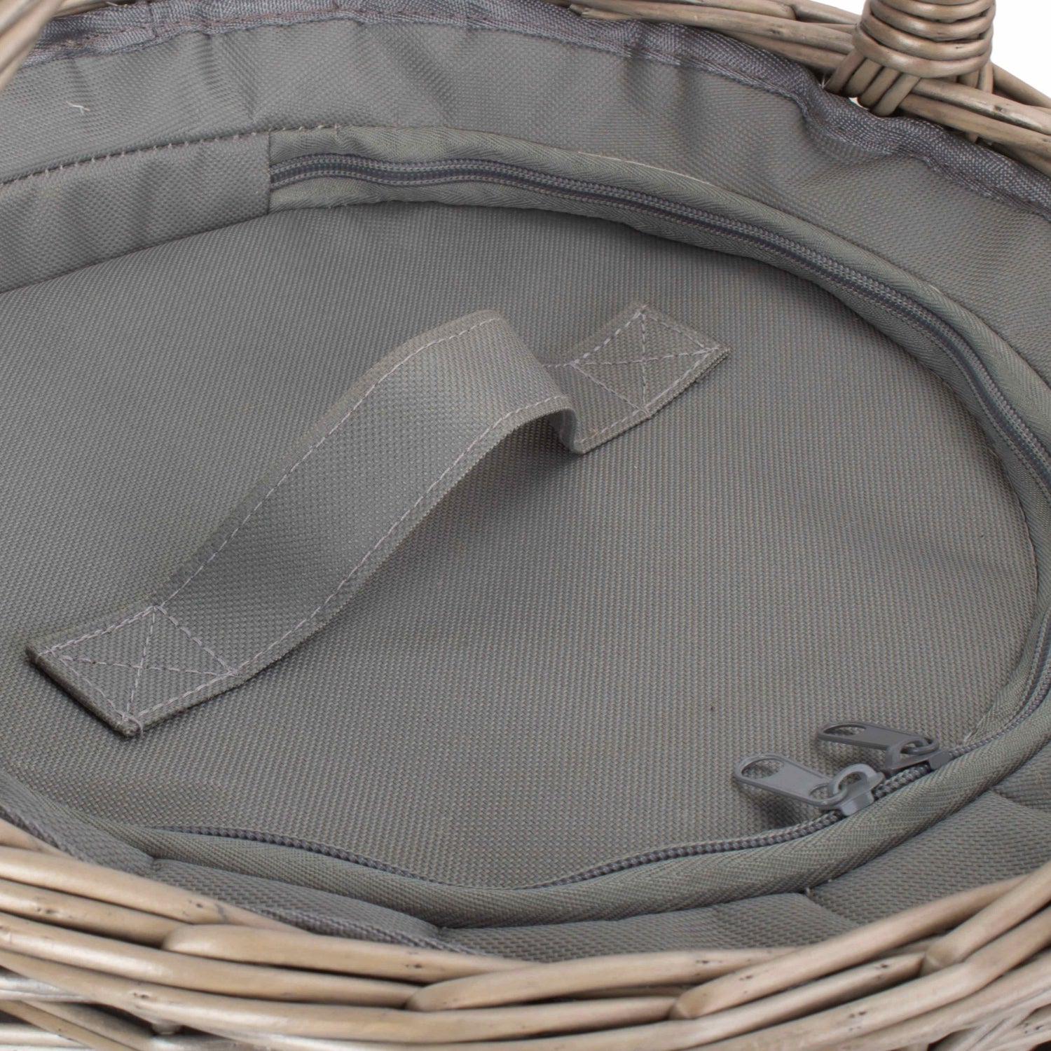 Round Grey Chiller Picnic Wicker Basket