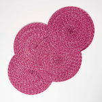 Handwoven Round Placemats Set Of 4 | 40cm | Pink